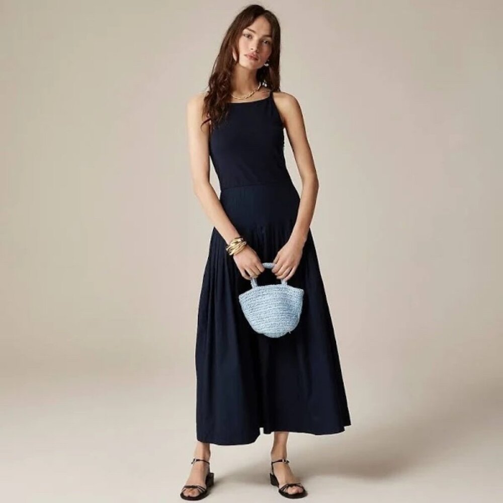 J.CREW Pintuck mixy dress, Navy, Small